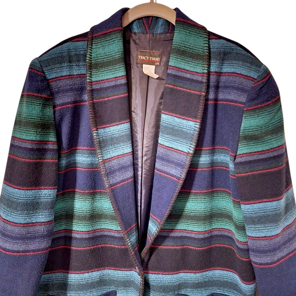 Vintage Tracy Evans Southwestern Sarape Style Wool Blend Blazer | Size Large - Picture 2 of 7